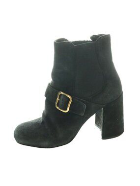 Prada Suede Ankle Boots Side Gore Short 35 Black SS